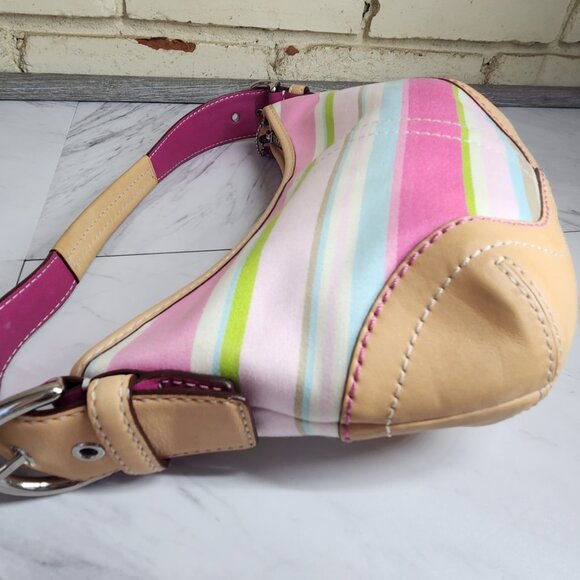 Like New Coach Hampton Multi-Colored Striped Handbag - Picture 8 of 13